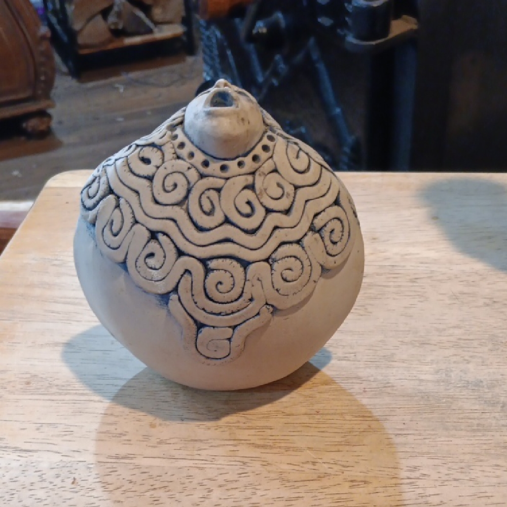 Artistic Cream and Blue Ceramic Stick Incense Holder - Picture 1 of 3